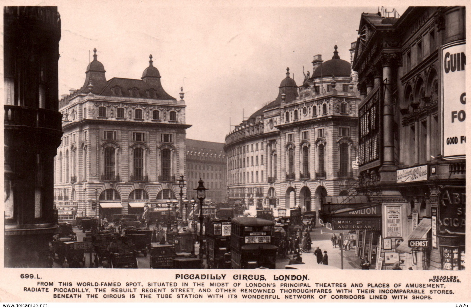 London - Piccadilly Circus, Theatres - Beagles Postcards N° 699 L - Piccadilly Circus