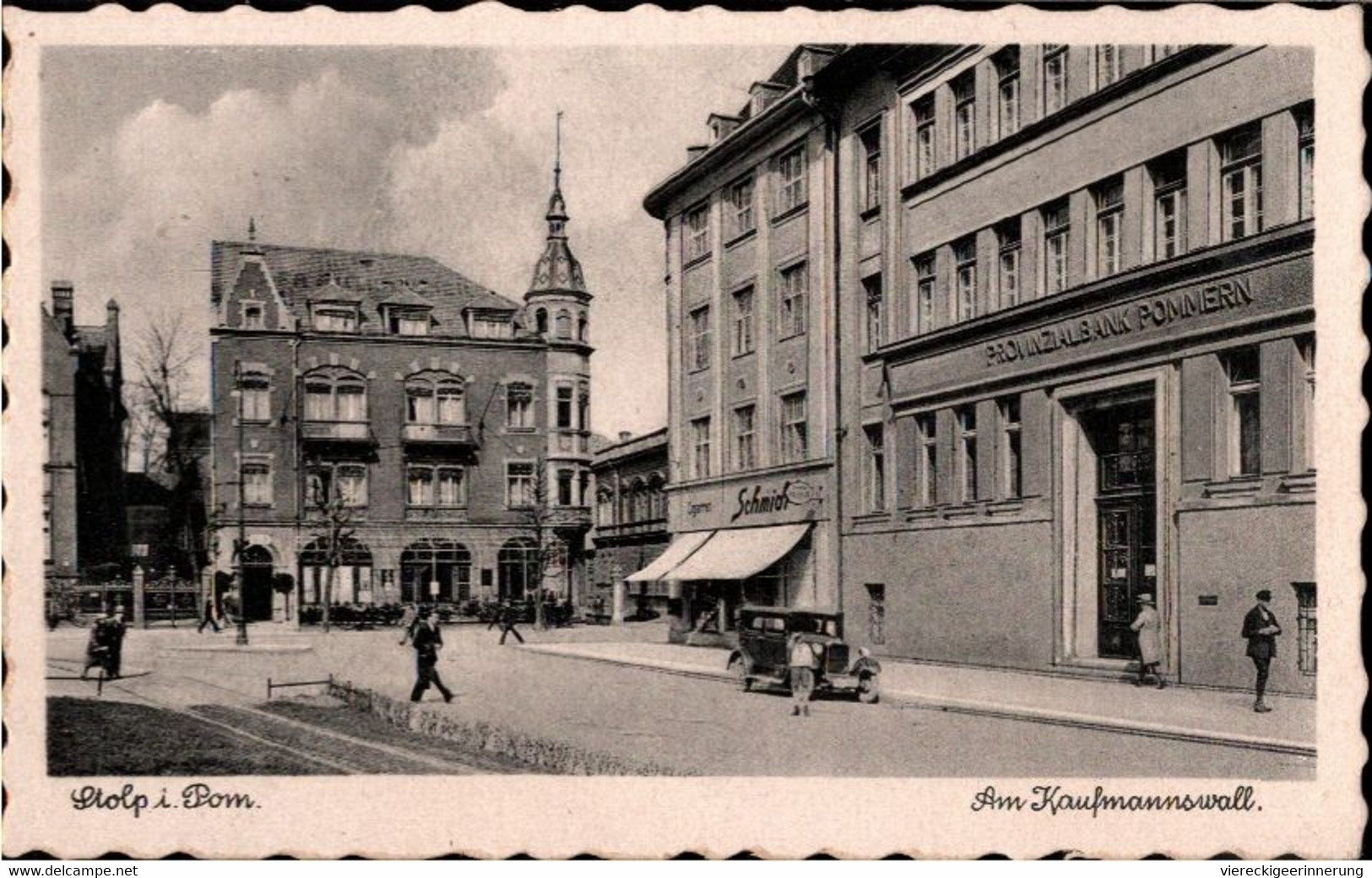 ! Alte Ansichtskarte Aus Stolp In Pommern, Am Kaufmannswall, Bank - Pommern