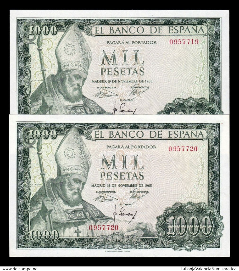 España Spain Pareja 1000 Pesetas San Isidoro 1965 Pick 151 Sin Serie SC- AUNC - 1000 Pesetas