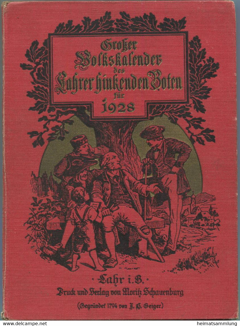 Deutschland - Großer Volkskalender Des Lahrer Hinkenden Boten Für 1928 170 Seiten - Kalender - Trächtigkeits- Und Brütek - Grand Format : 1921-40