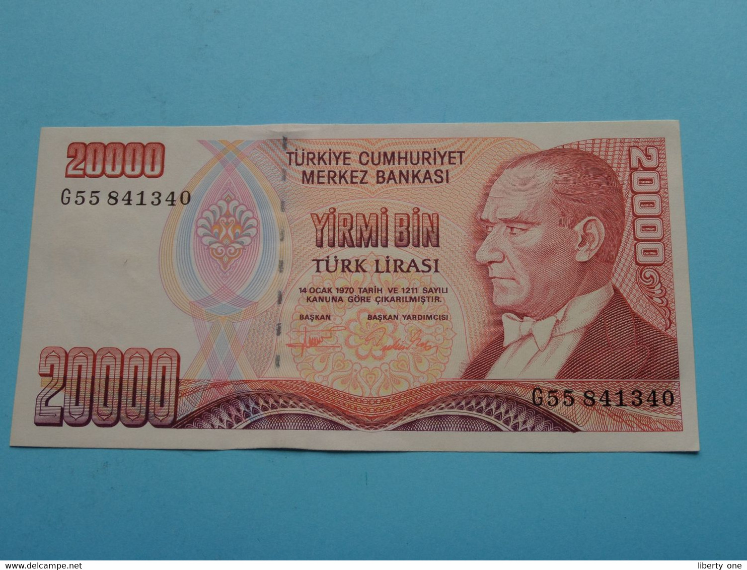 20000 Yirmi Bin Türk Lirasi () TURKIYE ( G55541340 ) 14 Ocak 1970 ( For Grade See SCAN ) UNC ! - Turchia