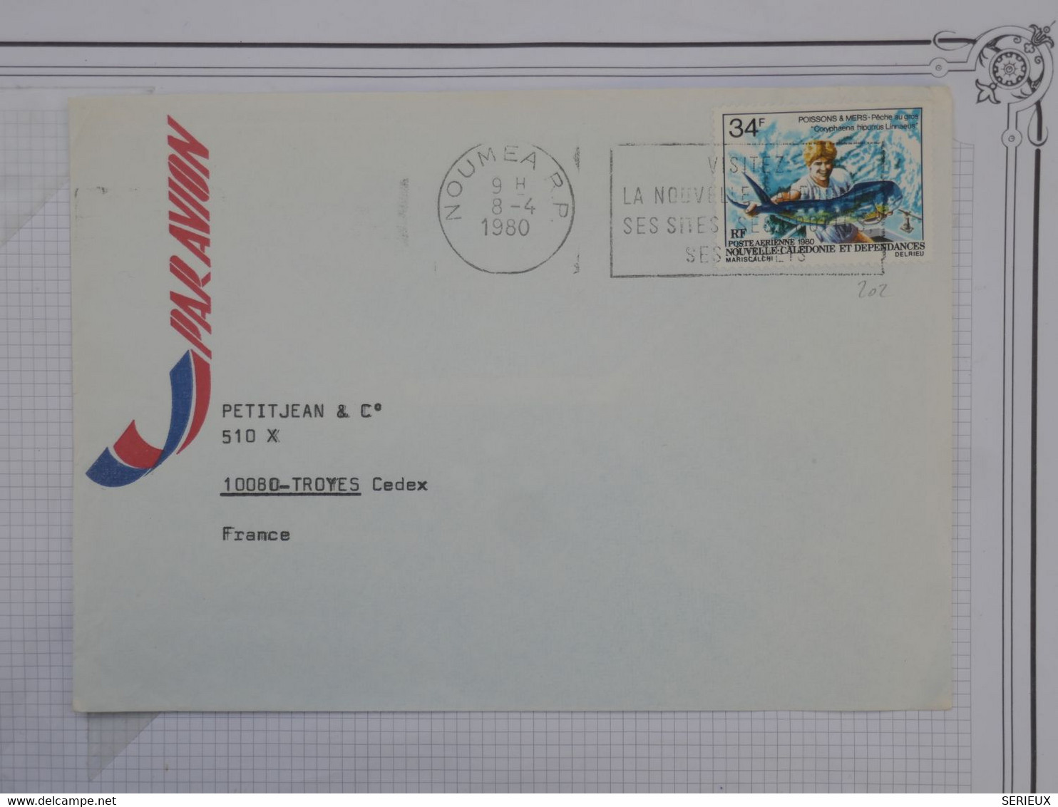 BF15 NOUVELLE CALEDONIE    BELLE LETTRE  1980 NOUMEA A TROYES FRANCE + AFFR. INTERESSANT - Cartas & Documentos