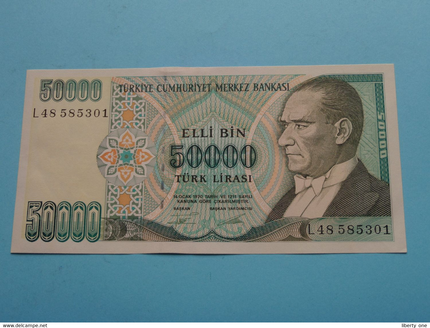 50000 Elli Bin Türk Lirasi () TURKIYE ( L48 585301 ) 14 Ocak 1970 ( For Grade See SCAN ) UNC ! - Turquie