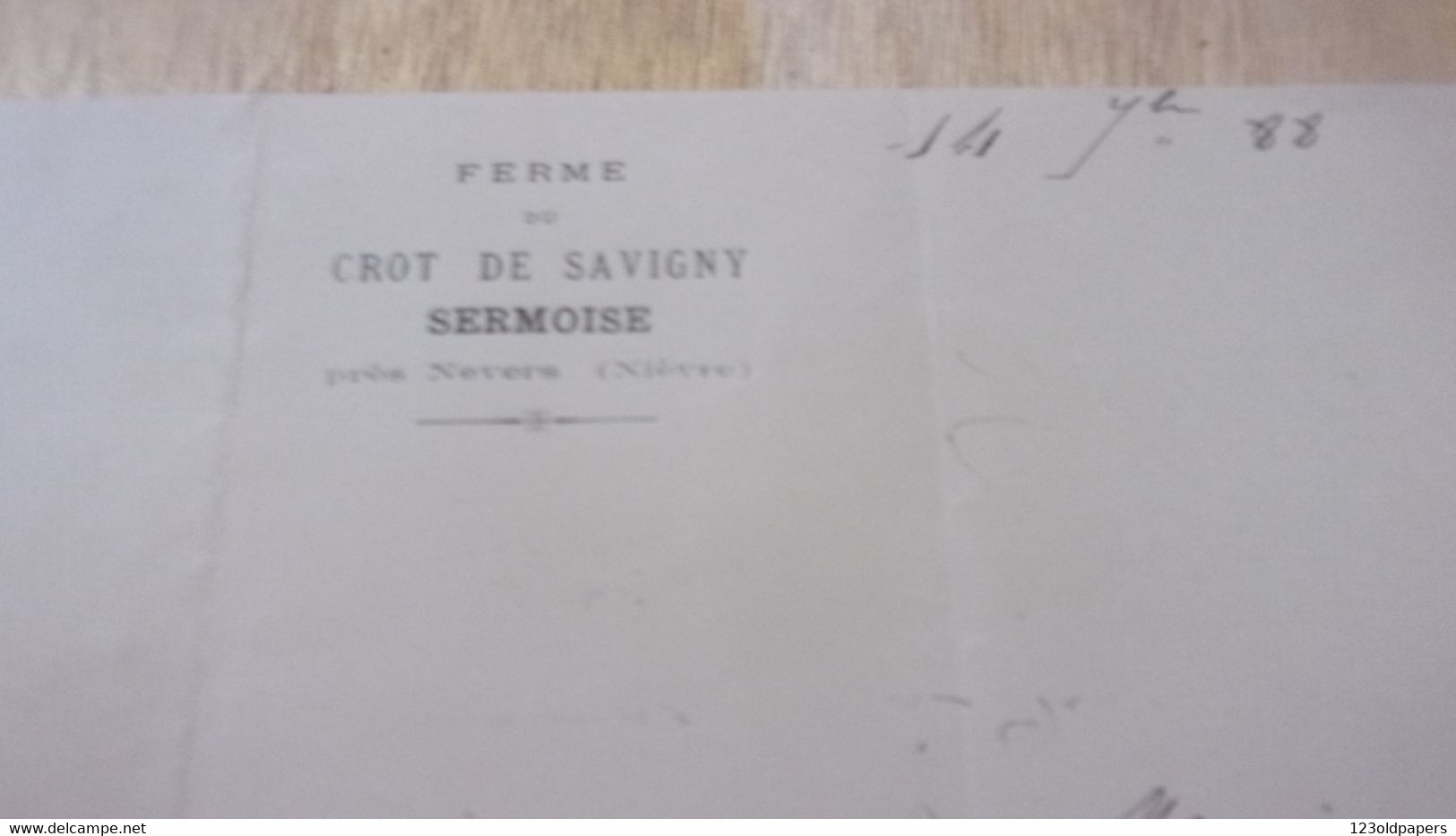 58 NIEVRECOLAS FERME DU CROT DE SAVIGNY SERMOISE PRES NEVERS  1888 - 1800 – 1899