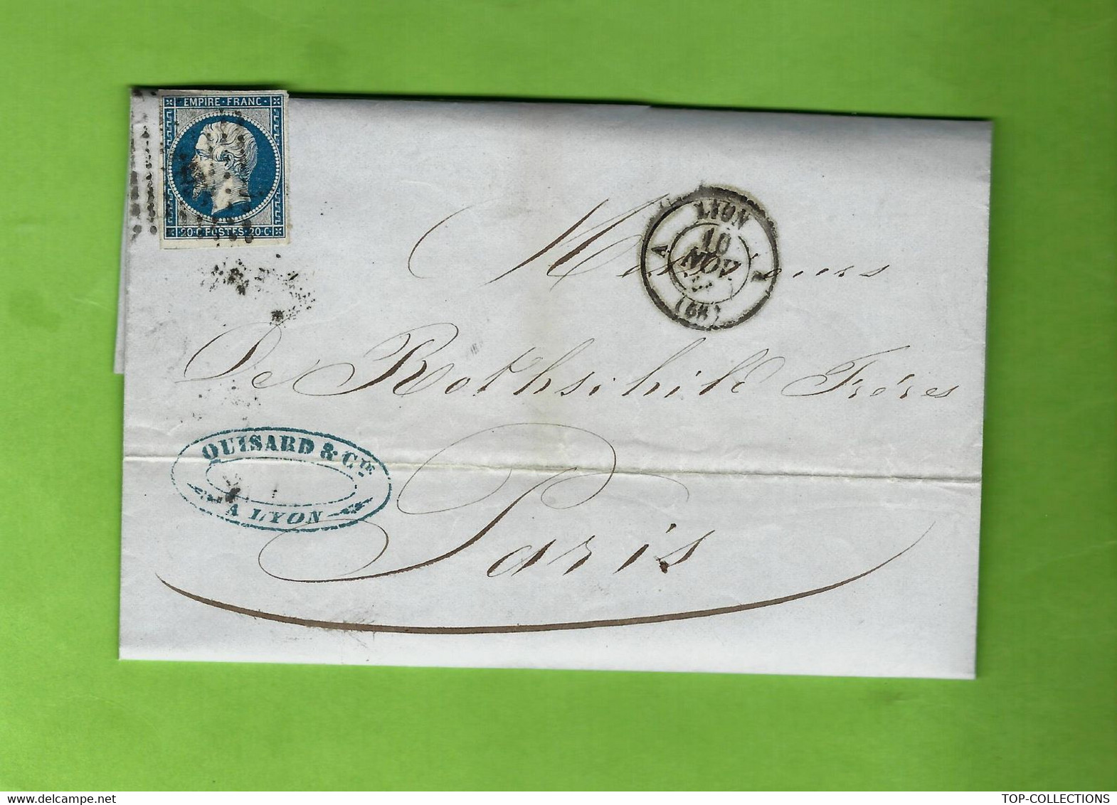 1855 BANQUE FINANCE MAISON DE VIENNE  Autriche LETTRE Quisard Lyon Pour De Rothschild Banque Paris V.HISTORIQUE - 1800 – 1899