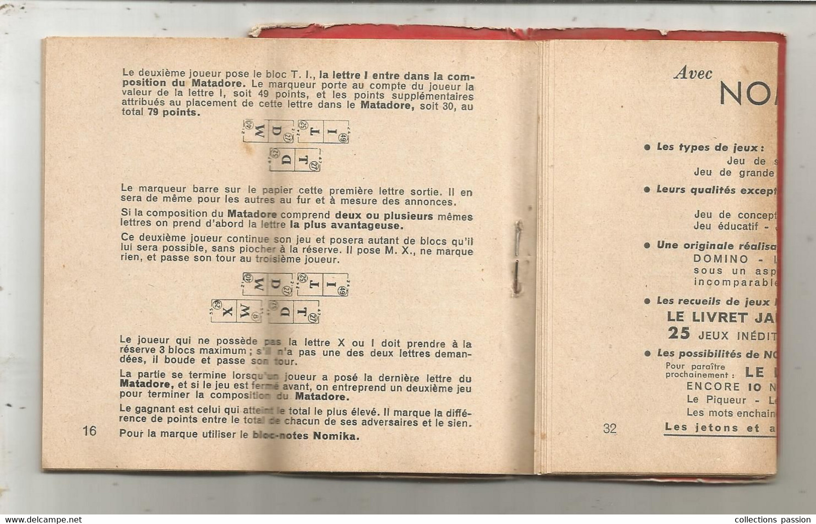 LIVRET ROUGE DES JEUX NOMIKA ,1941 ,32 Pages , Frais Fr 2.95 E - Ohne Zuordnung