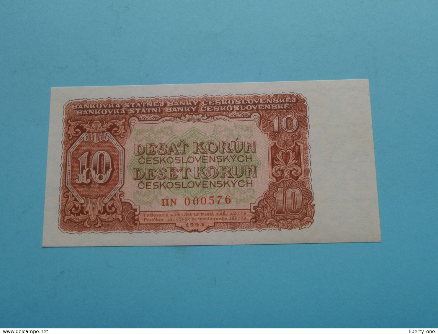 10 Korun ( HN 000576 ) Ceskoslovenskych 1953 ( For Grade See SCAN ) UNC ! - Checoslovaquia