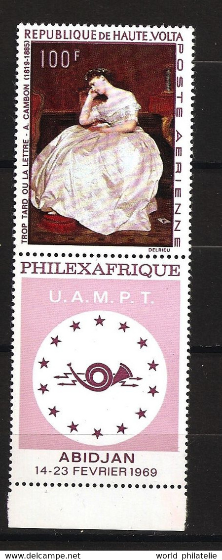 Haute Volta 1968 N° PA 60 ** Philexafrique, Côte D'Ivoire, Abidjan, Trop Tard Ou La Lettre, Armand Cambon, Tableau - Haute-Volta (1958-1984)