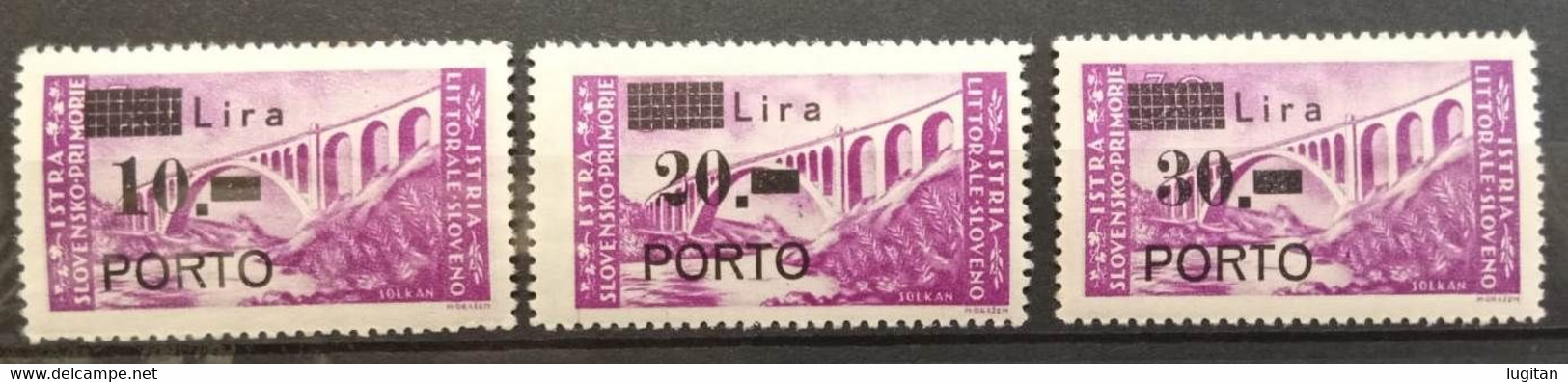 ISTRIA LITORALE SLOVENO NUOVA GOMMA INTEGRA ** - SASS. 11/13 SOPR. 10.20.30 L. SU 30 L. - Yugoslavian Occ.: Slovenian Shore