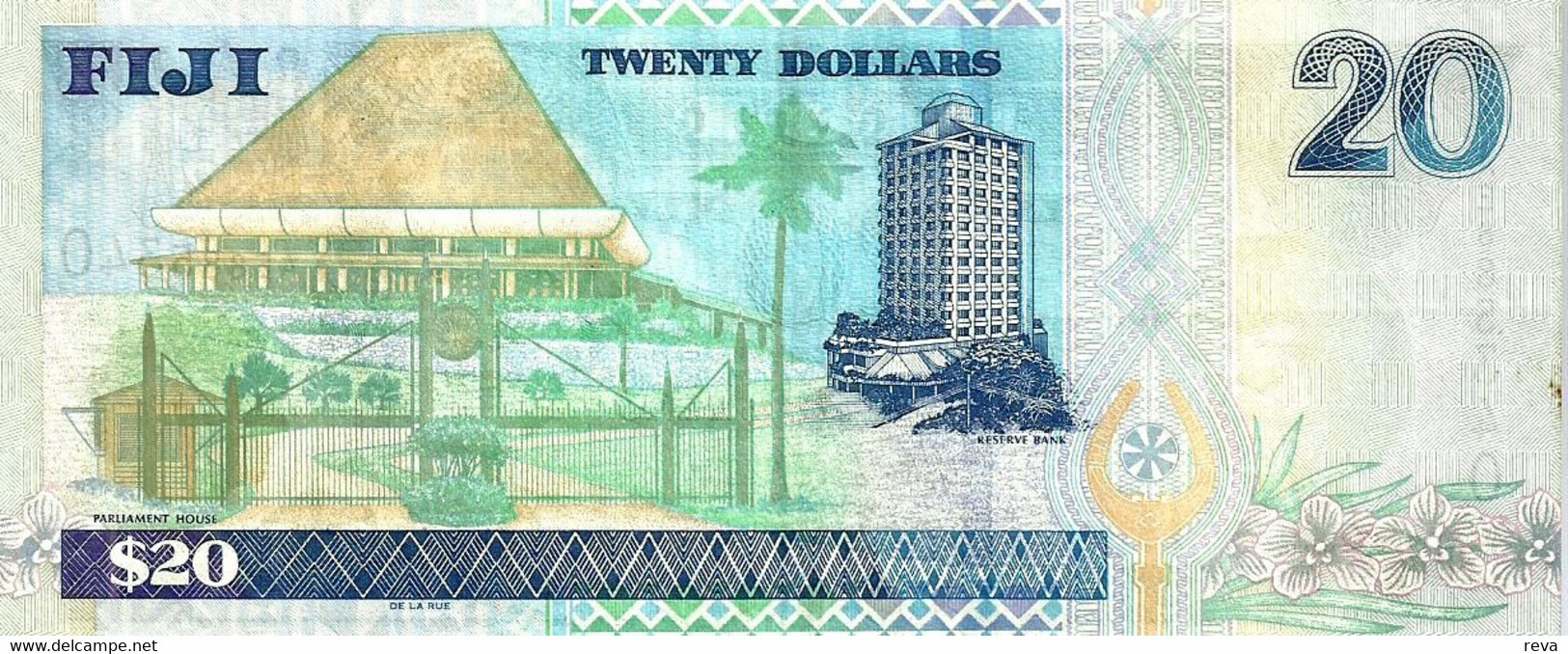 FIJI $20 BLUE QEII HEAD FRONT & BUILDING BACK ND(2002) P.107a UNC READ DESCRIPTION!! - Fidschi