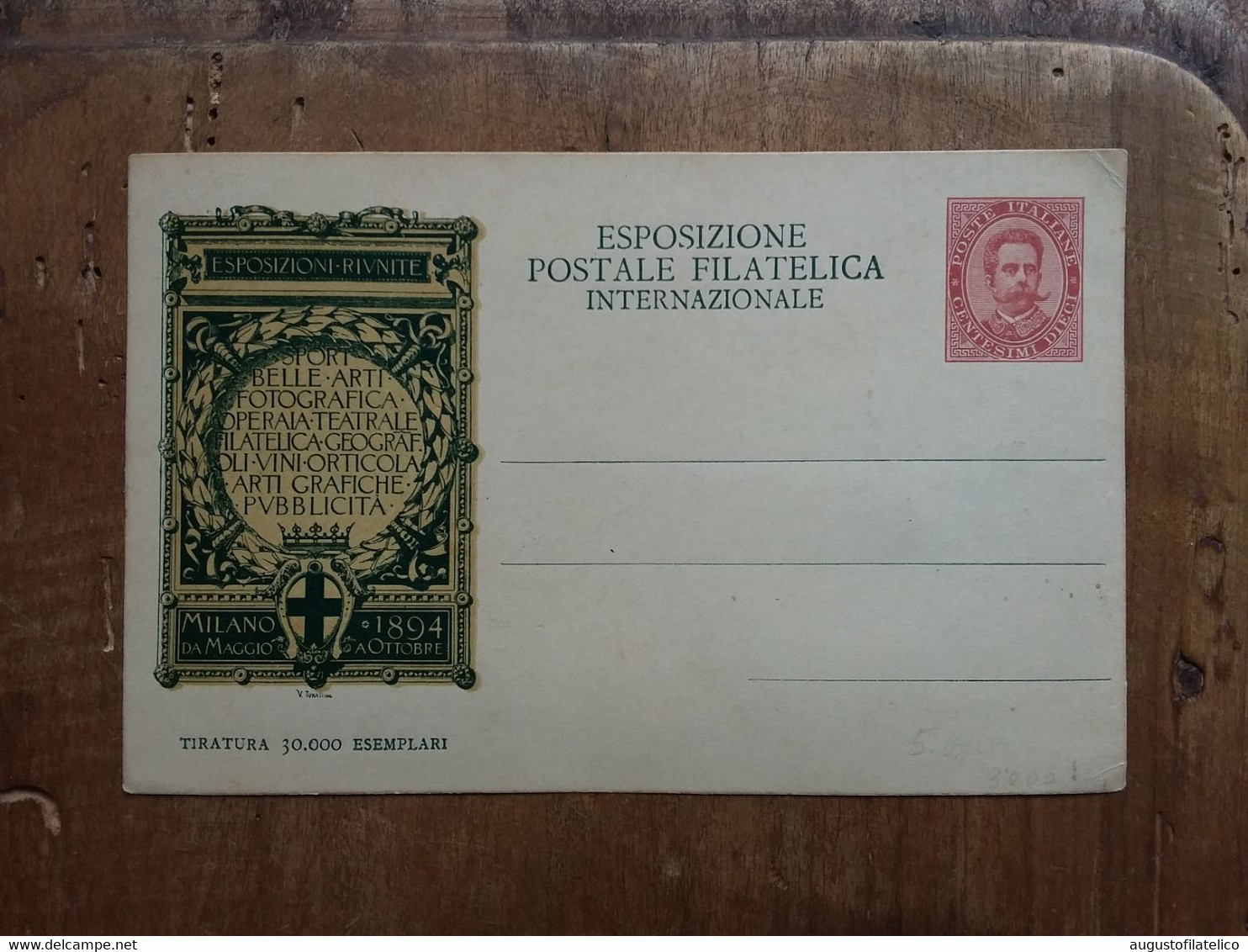 REGNO - Cartolina Postale Commemorativa Expo Milano 1894 + Spese Postali - Stamped Stationery