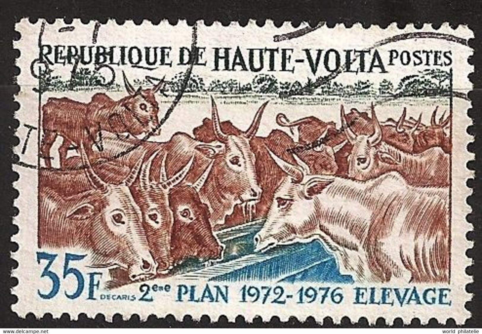 Haute Volta 1972 N° 276 Iso O Agriculture, Elevage, Vaches, Cornes, Eau, Boire, Bac, Pré - Haute-Volta (1958-1984)