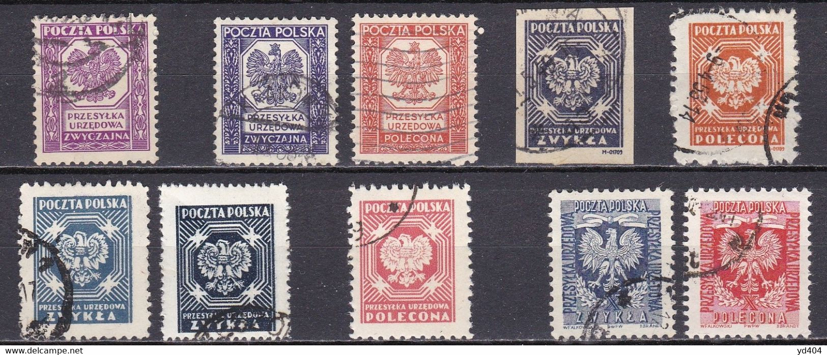 PL401 – POLAND – OFFICIAL – 1933-54 – SMALL LOT – Y&T # 17→29 USED - Officials