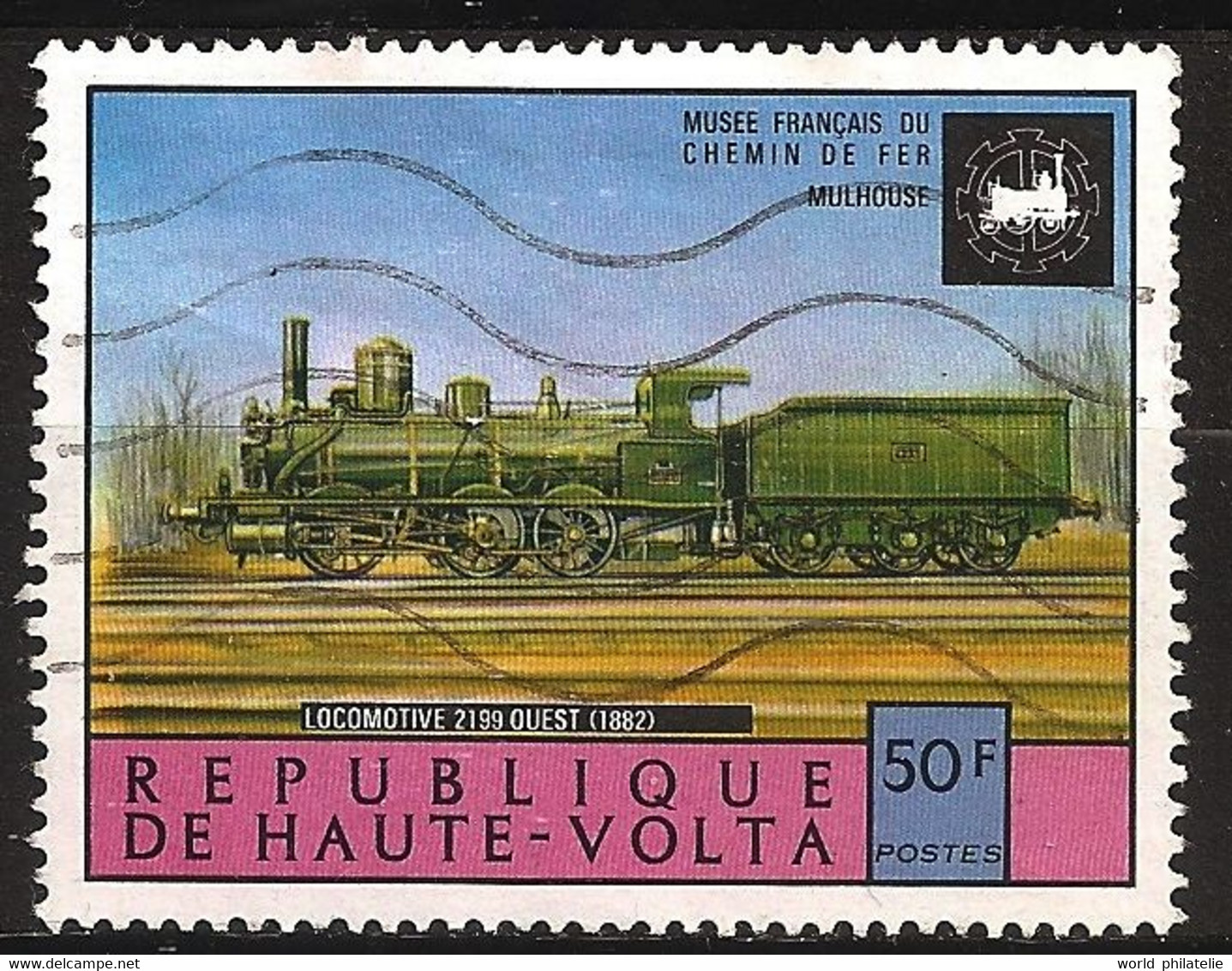 Haute Volta 1975 N° 350 Iso O Train, Chemin De Fer, Locomotive 2199 Ouest, Musée, Mulhouse, Charbon, SNCF, Moutardier - Haute-Volta (1958-1984)