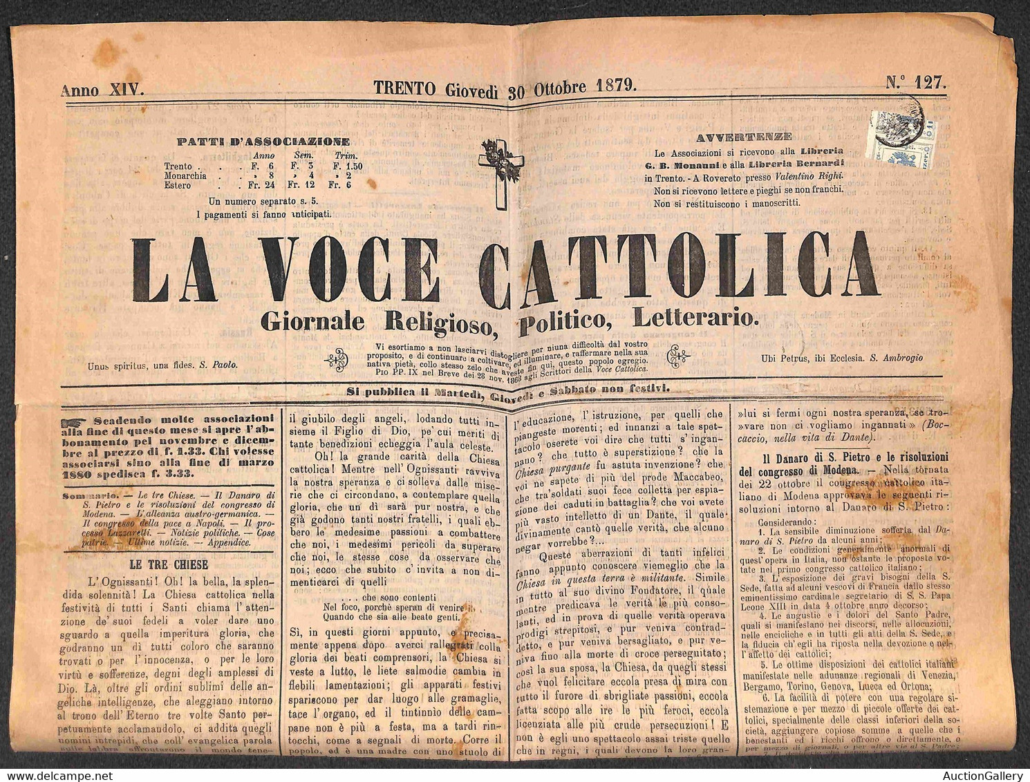 Antichi Stati Italiani - Lombardo Veneto - Territori Italiani D'Austria - Frode Fiscale - 1 Kreuzer (4 - Segnatasse Gior - Autres & Non Classés