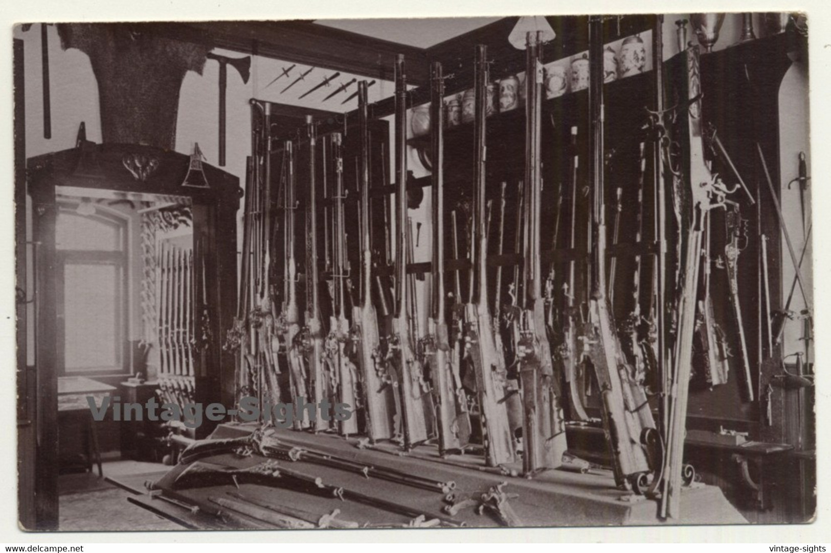 Gun Shop Exhibition: Hunting Rifles & Shotguns (Vintage RPPC Sepia ~1910s/1920s) - Tiro (armas)