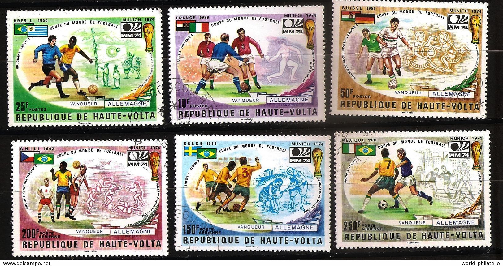 Haute Volta 1974 N° 329 / 31 + PA 180 / 2 O Coupe Du Monde, Football, Discobole, Brésil, Italie, Suède, Allemagne, Rimet - Haute-Volta (1958-1984)