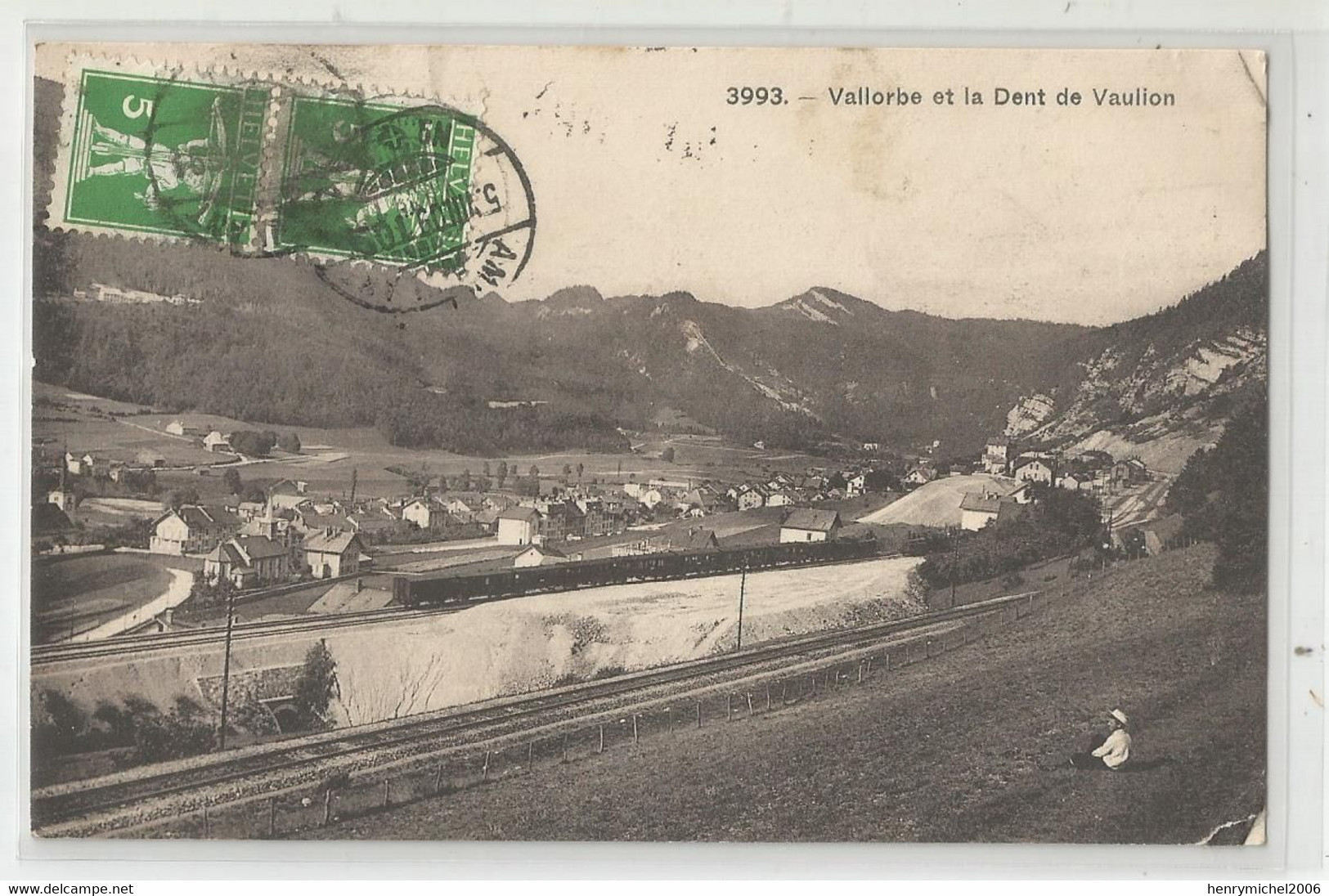 Suisse Vd Vaud Vallorbe Ligne Train Cachet Ambulant 1909 Et La Dentde Vaulion - Vallorbe