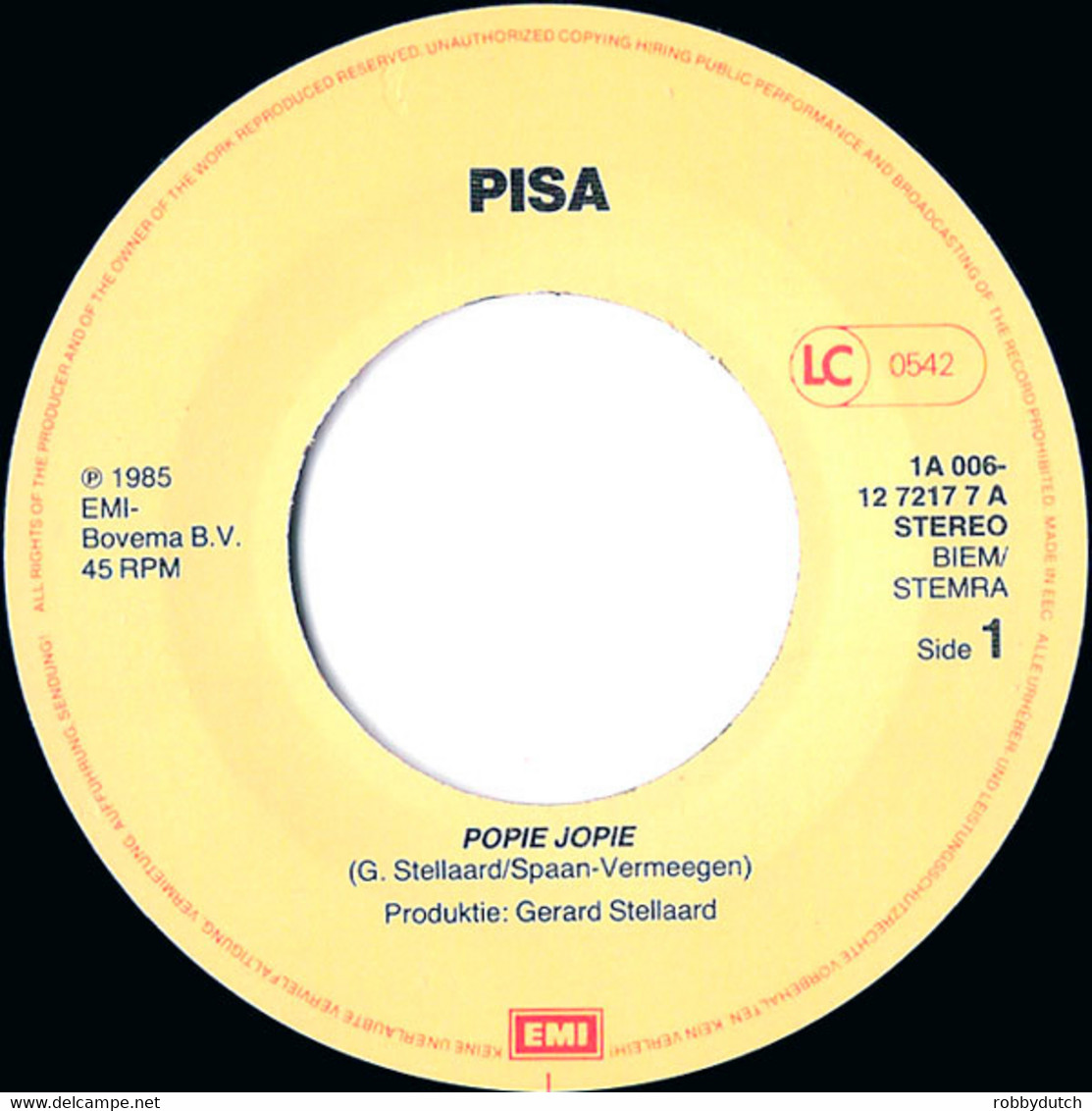 * 7" *  PISA - POPIE JOPIE (Holland 1985 EX) - Humour, Cabaret