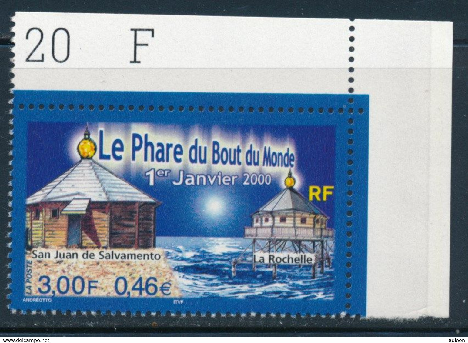 France 2000 - Le Phare Du Bout Du Monde  YT 3294** Coin De Feuille - Neufs