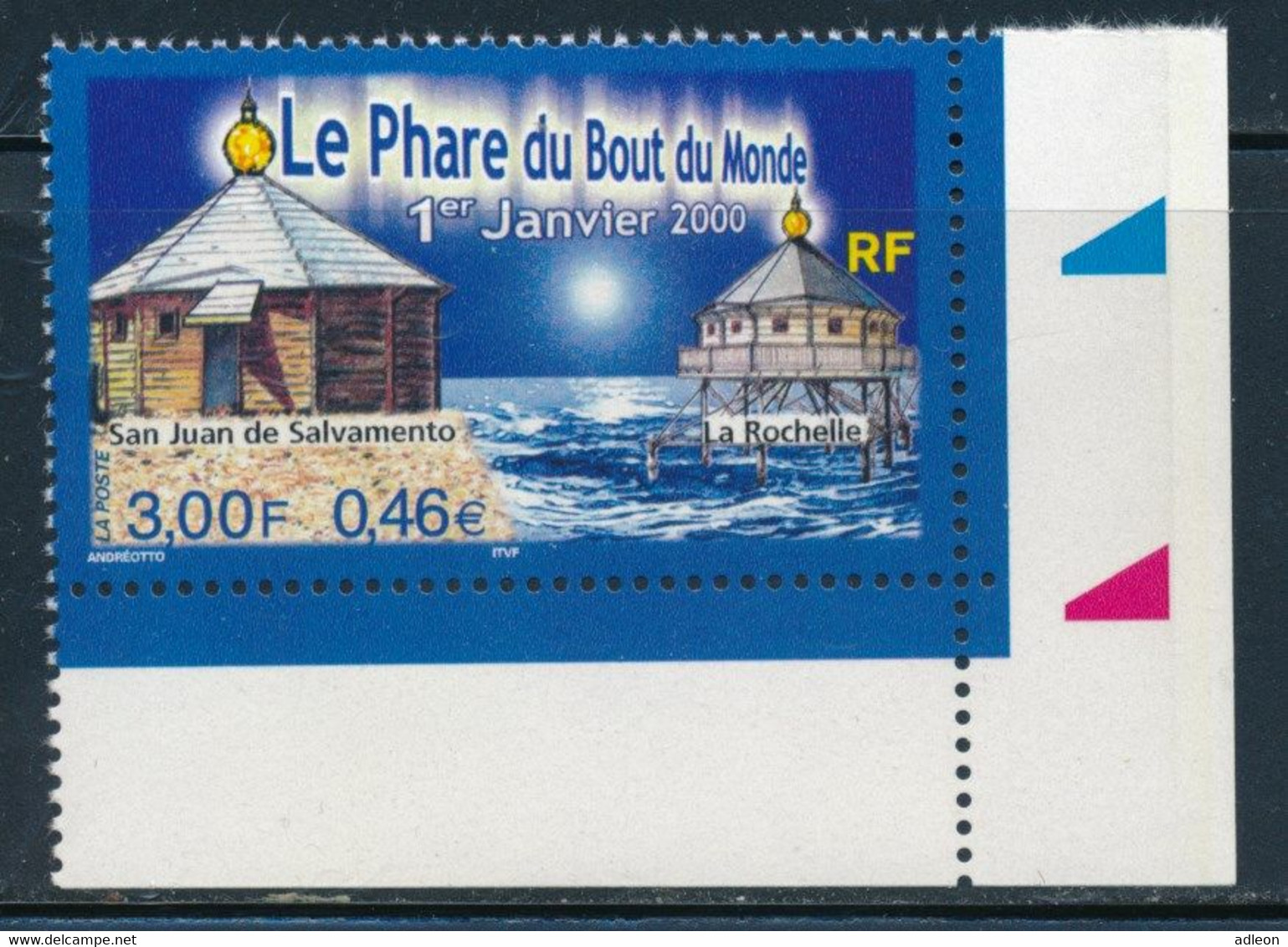 France 2000 - Le Phare Du Bout Du Monde  YT 3294** Coin De Feuille - Neufs