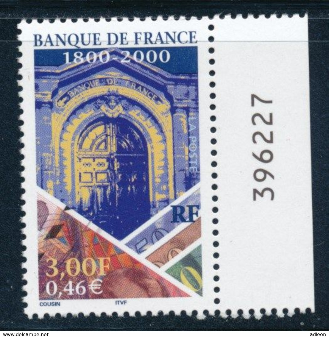 France 2000 - Bicentenaire De La Banque De France YT 3299** Bord De Feuille Avec Numéro - Neufs