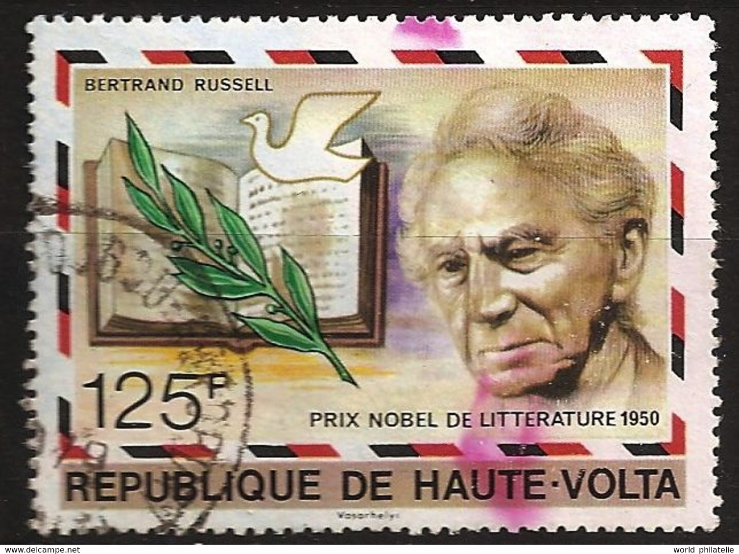 Haute Volta 1977 N° 430 Iso O Prix Nobel, Littérature, Russell, Colombe, Guerre Du Viêt Nam, Mathématiques, Philosophie - Haute-Volta (1958-1984)