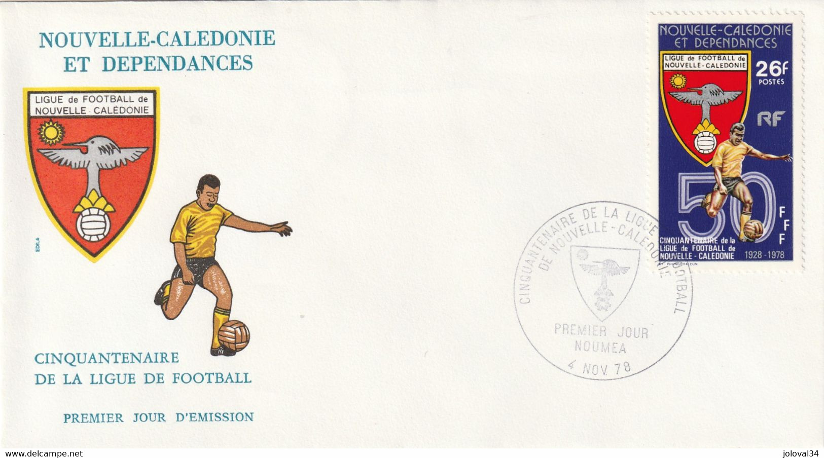 NOUVELLE CALEDONIE 1978 FDC Yvert 423 - Sports Football - Lettres & Documents