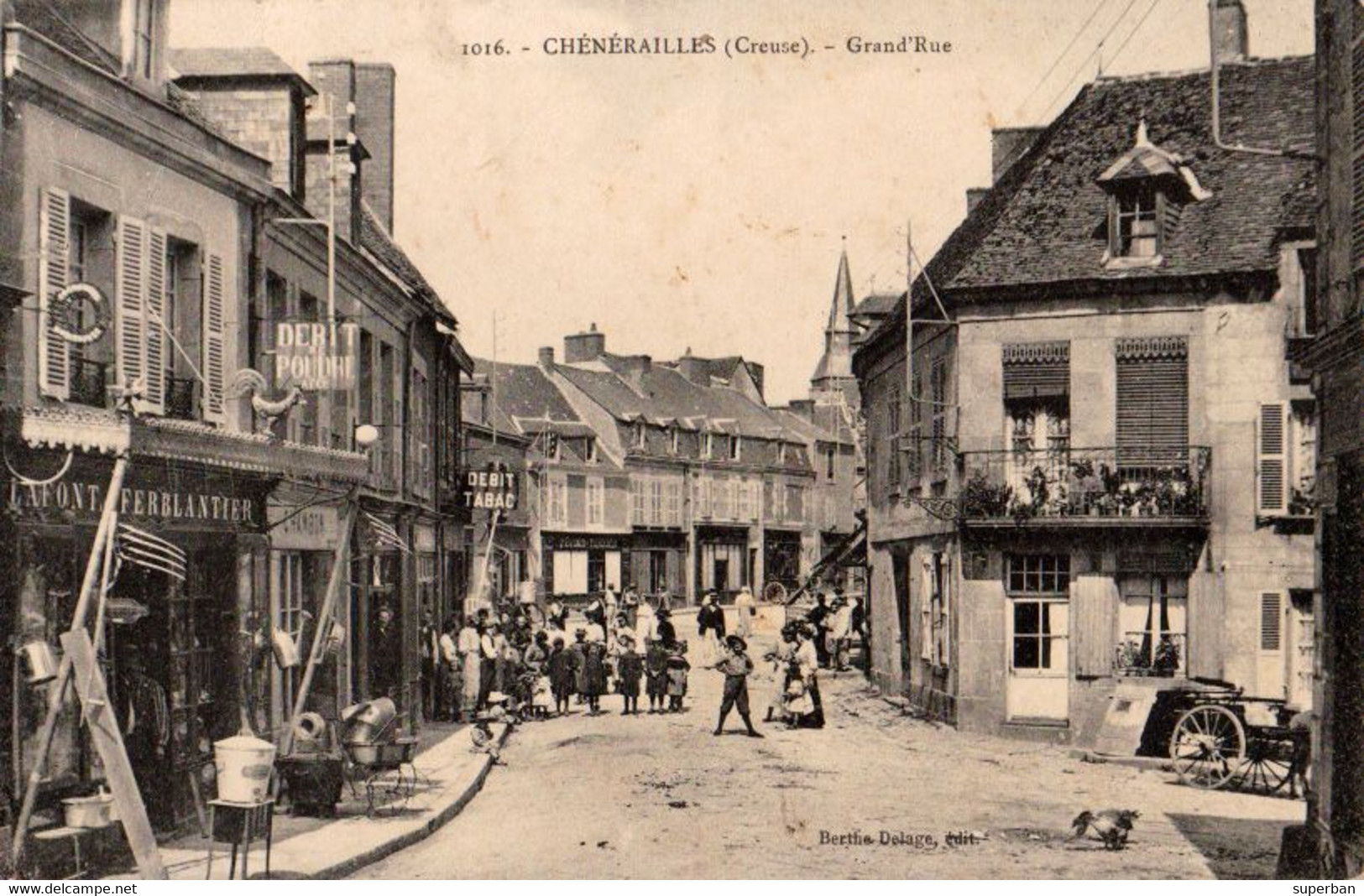 CHÉNÉRAILLES ( CREUSE 23 ) : GRAND' RUE [ BELLE ANIMATION ! ] LAFONT FERBLANTIER / DEBIT TABAC ~ 1905 - RRR !!! (ak500) - Chenerailles