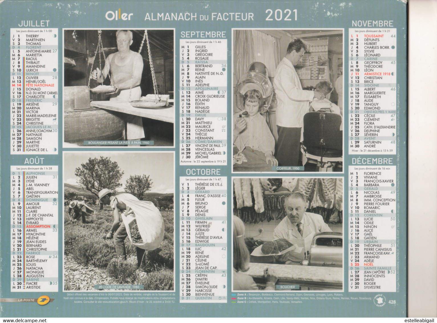 Calendrier 2021   Almanach Du Facteur Dep14  * - Grand Format : 1991-00