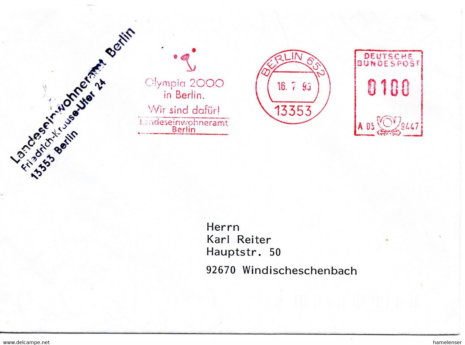 55041 - Bund - 1993 - 100Pfg AbsFreistpl A Bf BERLIN - OLYMPIA 2000 IN BERLIN ... -> Windischeschenbach - Estate 2000: Sydney