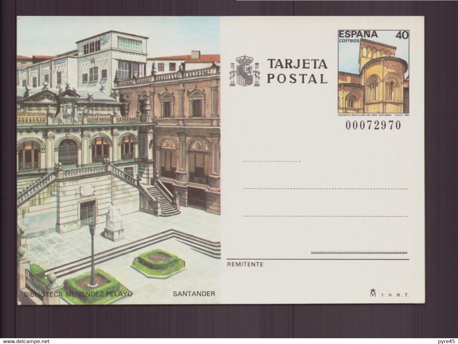 Espagne, Entier 1987 " Biblioteca Menendez Pelayo, Santander " - 1931-....