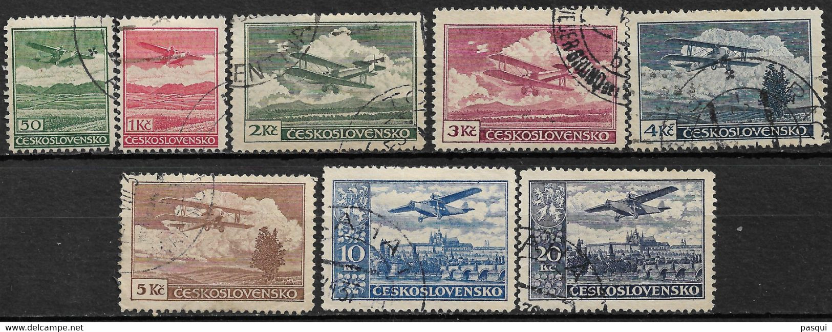 CHECOSLOVAQUIA - Fx. 4615 - Yv. Ae. 10/17 - Avion Sobrevolando Diversos Paisajes - 1930 - Ø - Luchtpost