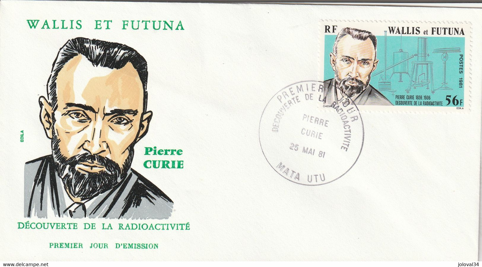 WALLIS Et FUTUNA 1981 FDC Yvert Série 266 - Pierre Curie - Cartas & Documentos