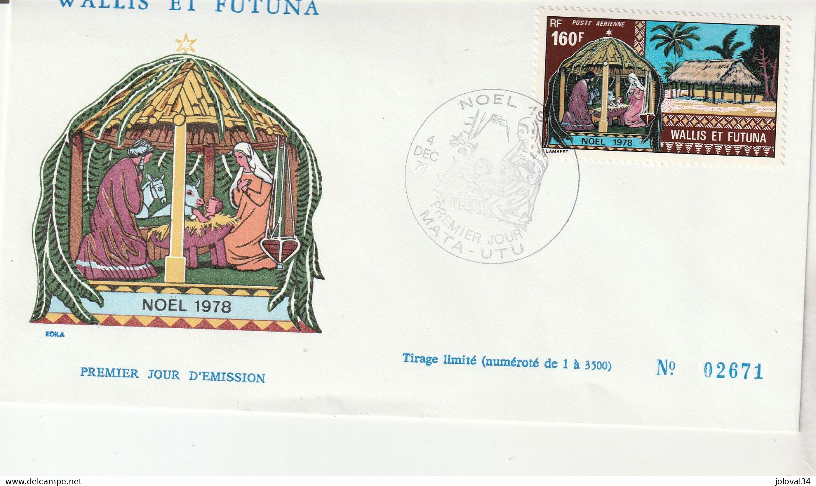 WALLIS Et FUTUNA 1978 FDC Yvert PA 85 - Noël - Covers & Documents