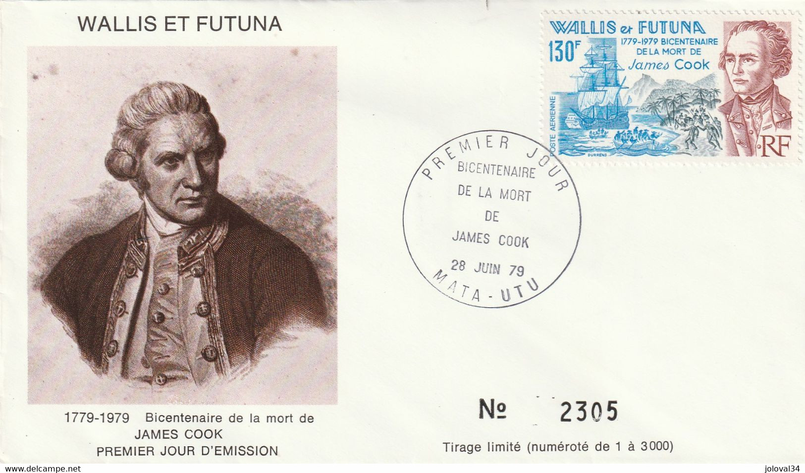 WALLIS Et FUTUNA 1979 FDC Yvert PA 97 - James Cook - Bateau - Covers & Documents