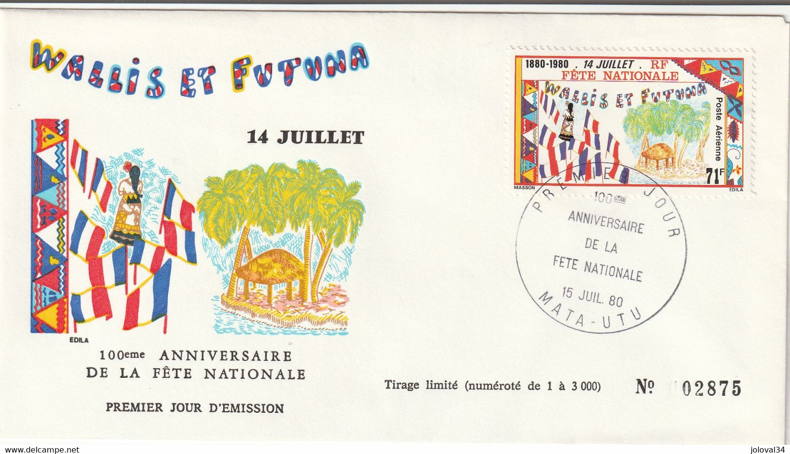 WALLIS Et FUTUNA 1980 FDC Yvert PA 103 - Fête Nationale 14 Juillet - Lettres & Documents