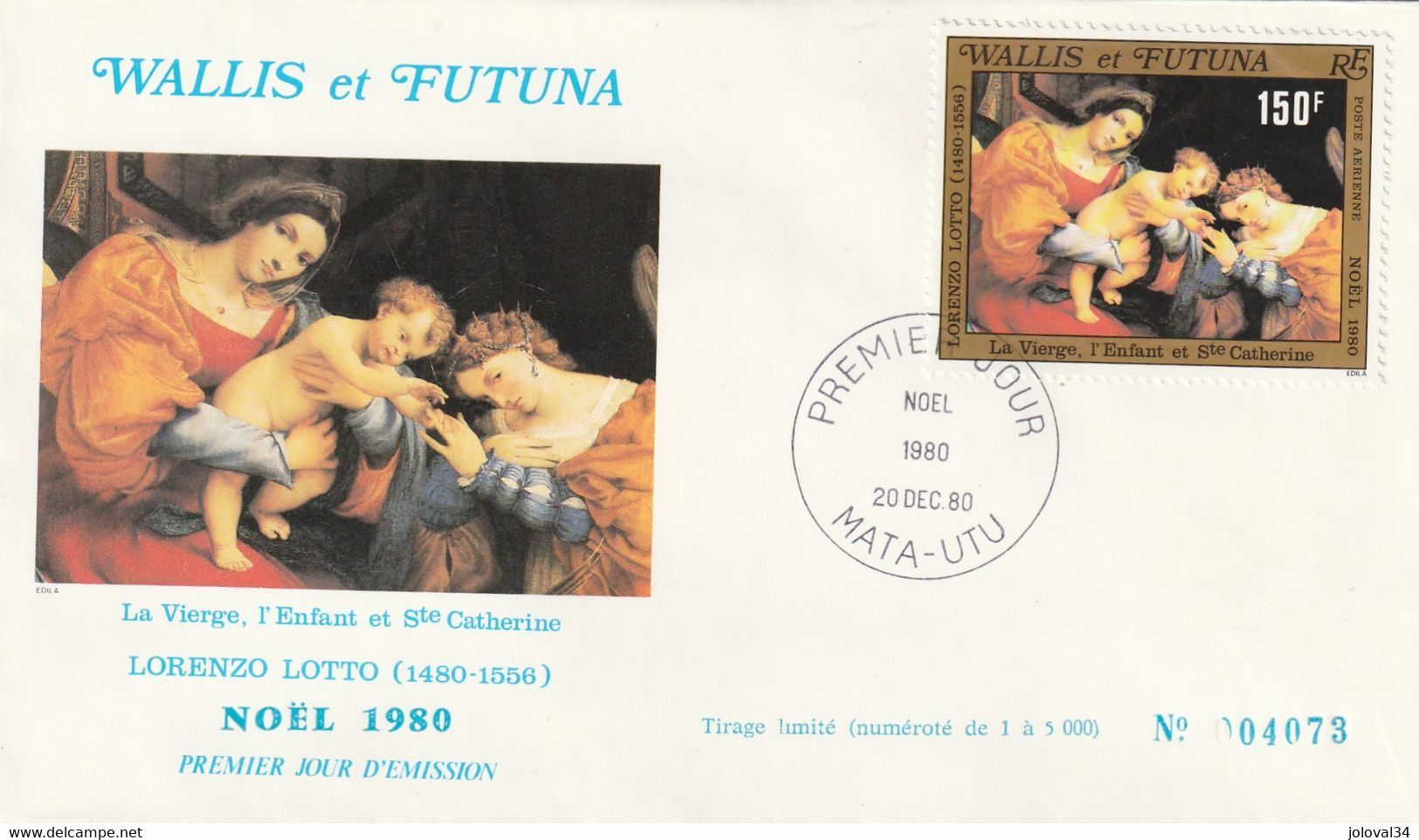 WALLIS Et FUTUNA 1980 FDC Yvert PA 107 - Noël - Peinture Lorenzo Lotto - Covers & Documents