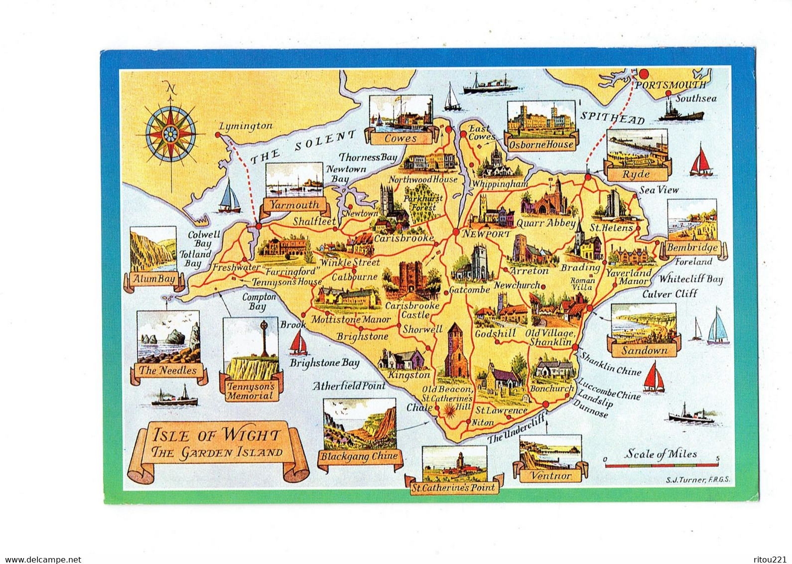 Cpm - ISLE OF WIGHT - The Garden Island. - Carte Géographique Illustration - Bateau Menhir - Autres & Non Classés