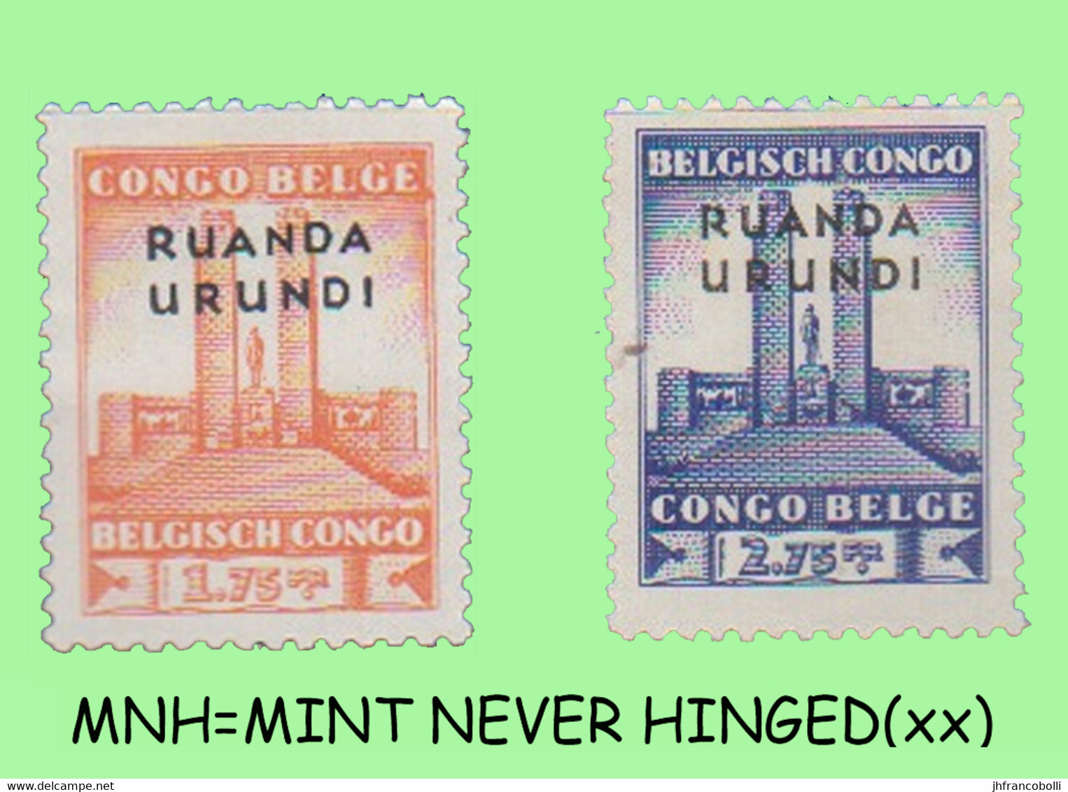 1942 ** RUANDA-URUNDI RU 122/123 MNH KING ALBERT MOMUMENT ( X 2 Stamps ) - Unused Stamps