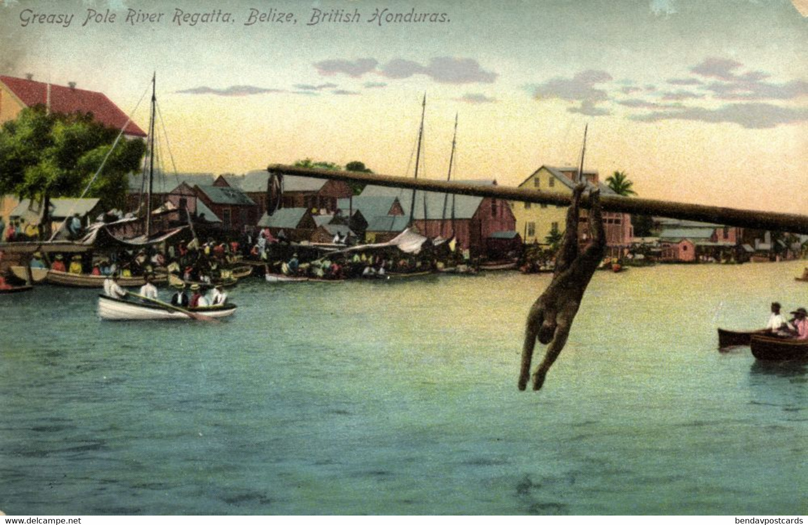 British Honduras, BELIZE, Greasy Pole River Regatta (1910s) Postcard (2) - Belize