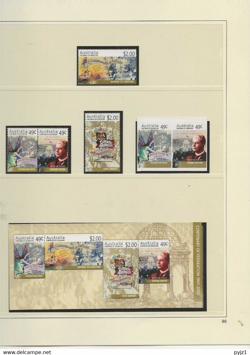 2001 MNH Australia Year Collection According To SAFE Album - Vollständige Jahrgänge