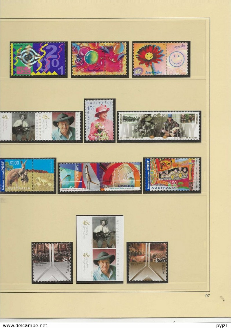 2001 MNH Australia Year Collection According To SAFE Album - Années Complètes