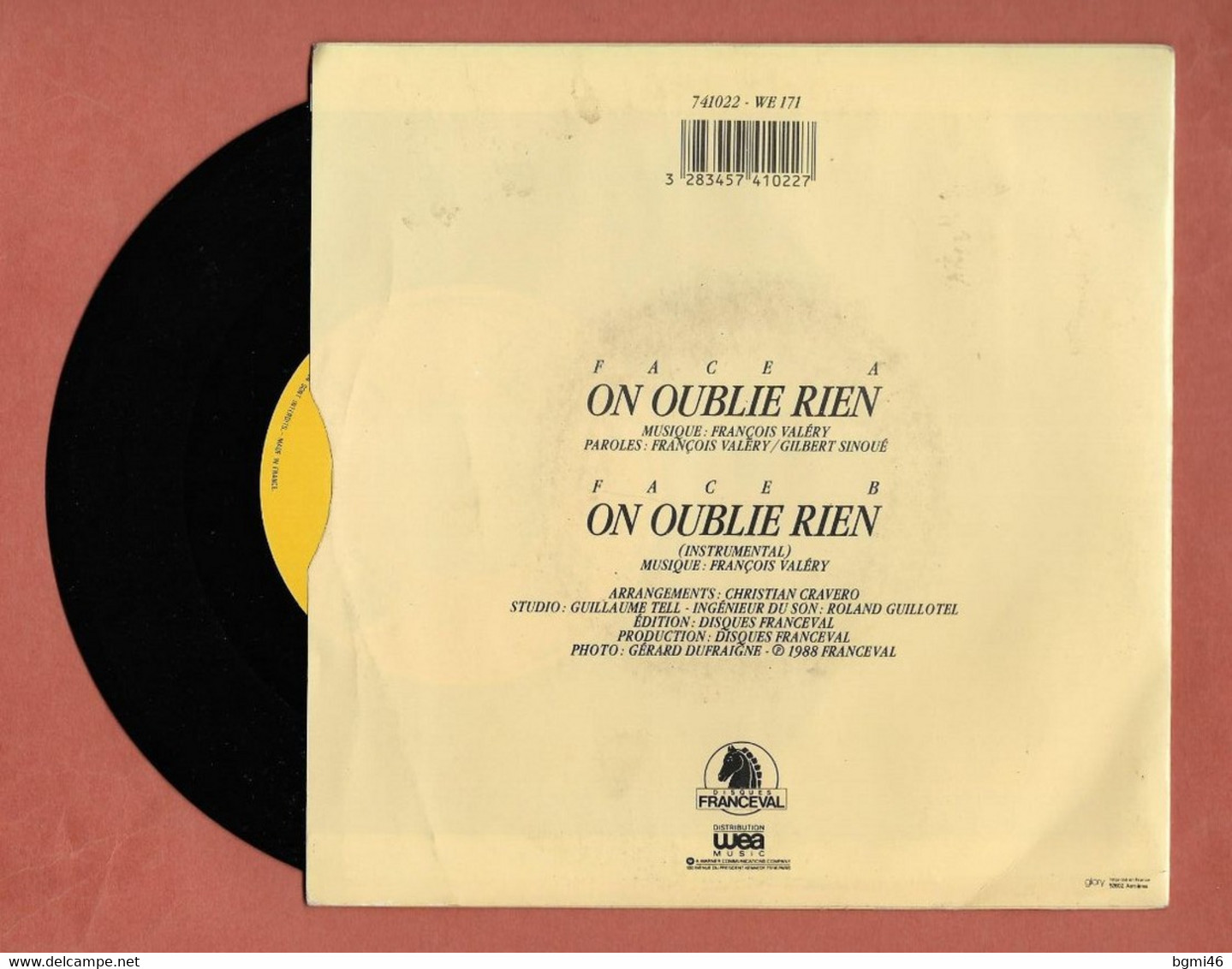 Disque Vinyle 45 Tours  : JEAN MARAIS :  ON OUBLIE RIEN..Scan A : Voir 2 Scans - Limited Editions