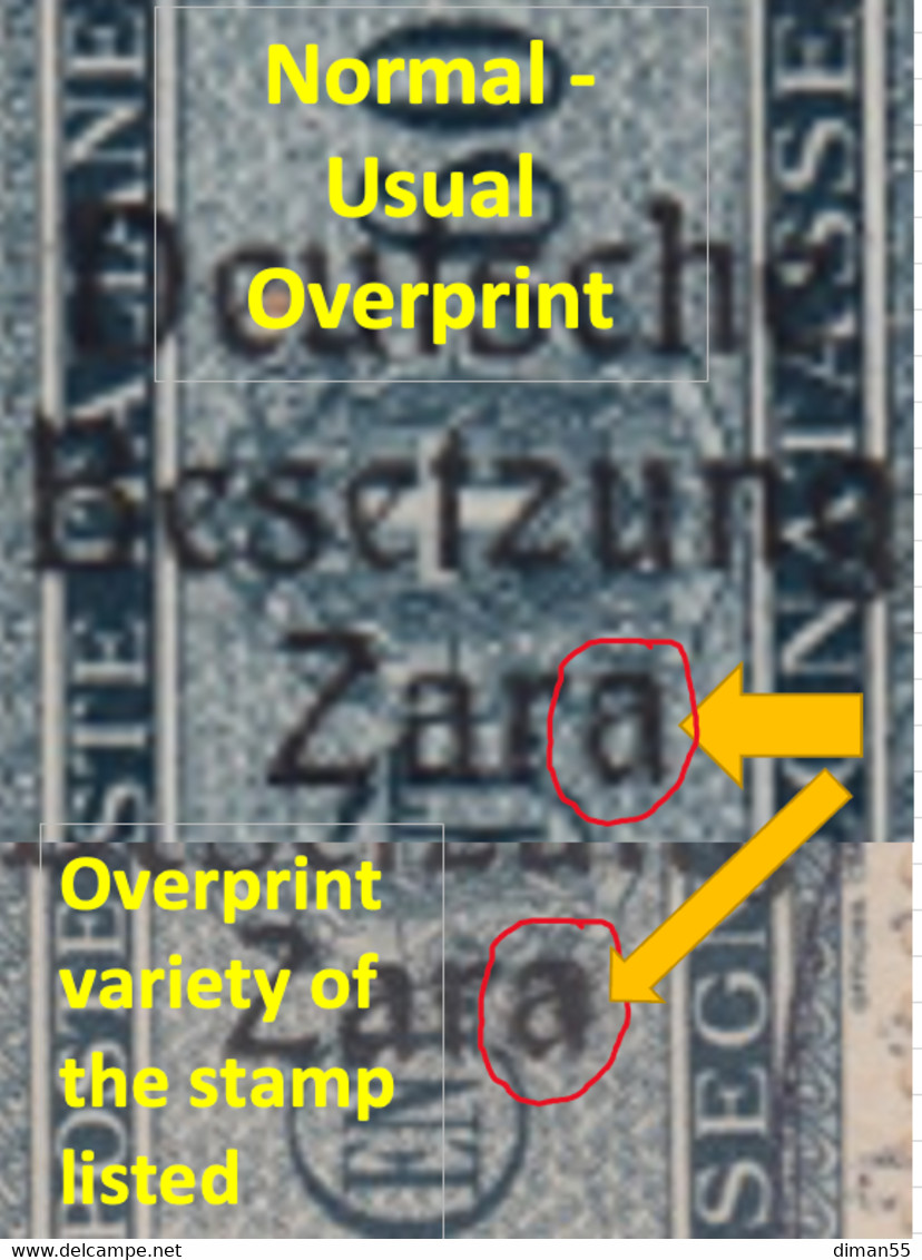 ZARA GERMAN OCC.- DEUTSCHE BES. Sass. Tax N.8L - Cv 5000 Euro -Firmato Chiavarello Varietà Seconda "a" Di "Zara" Diversa - Deutsche Bes.: Zara