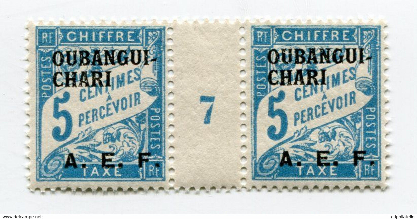 OUBANGUI TAXE N°1 ** EN PAIRE AVEC MILLESIME 7  ( 1937 ) - Unused Stamps