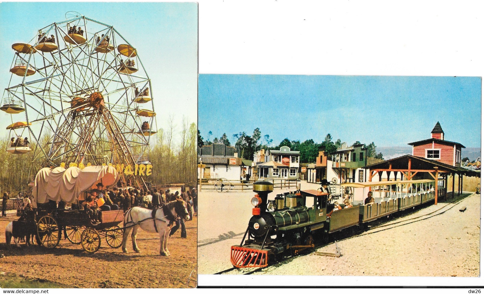 Les Avenières (Isère) Parc De Loisirs Avenir-Land (Walibi) En 1986 - Lot De 4 Cartes (Grande Roue, Diligence, Train...) - Les Avenières