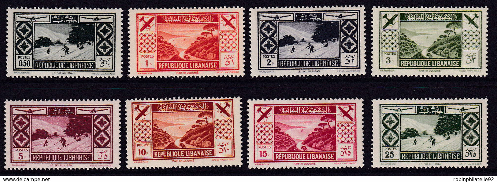 GRAND LIBAN  POSTE AERIENNE N°49 /56 8 Valeurs Qualité:* Cote:223 - Luftpost