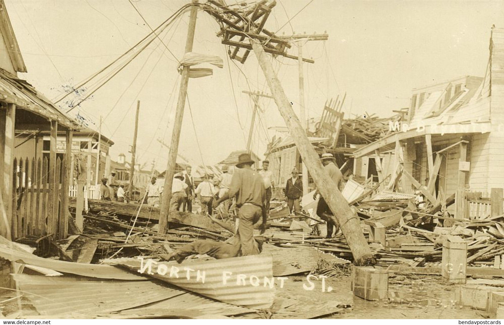 British Honduras, BELIZE, North Front Street After Hurricane 1931 Lizarraga RPPC Postcard - Belize