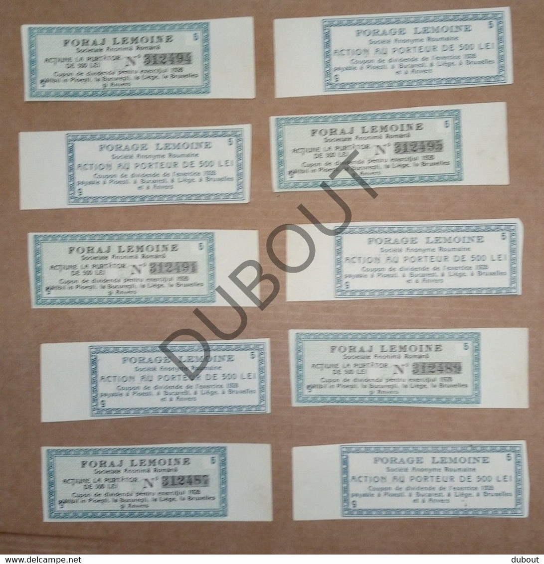 Aandelen Coupons, 10 Stuks, Foraj Lemoine Roemenië - 1915  (C2598) - A - C